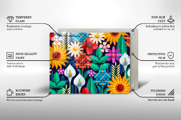 Chopping board Illustration meadow flowers