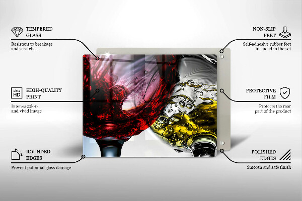 Chopping board Wine glasses