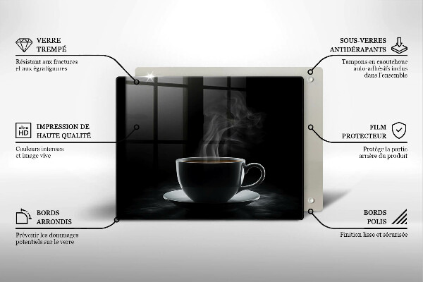 Chopping board Hot cup of coffee