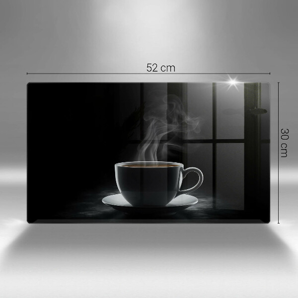 Chopping board Hot cup of coffee