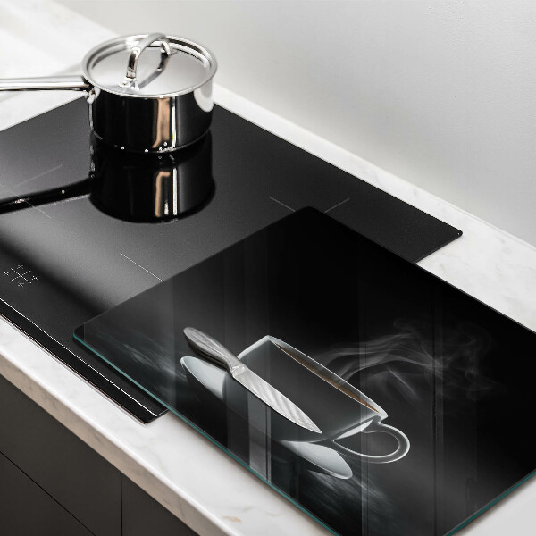Chopping board Hot cup of coffee