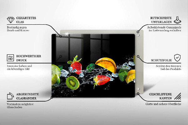 Chopping board Fruits in water