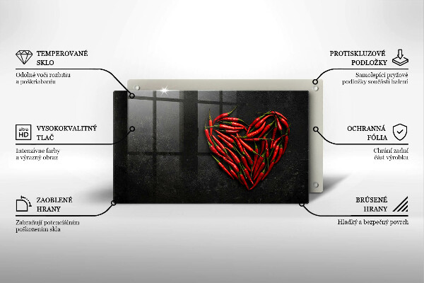 Chopping board Chili peppers heart