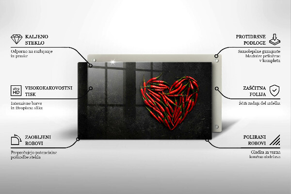 Chopping board Chili peppers heart