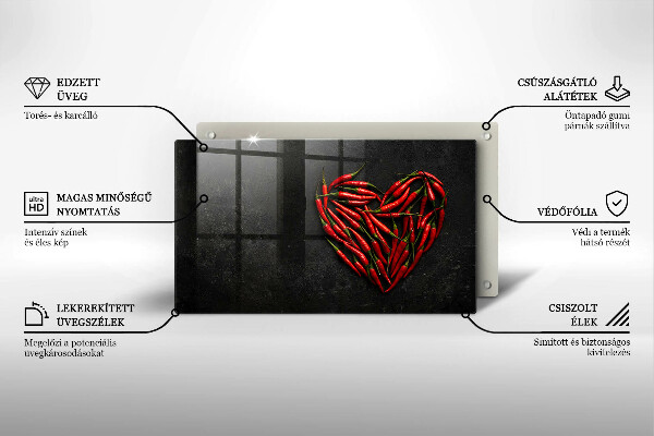 Chopping board Chili peppers heart