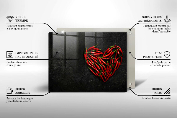 Chopping board Chili peppers heart