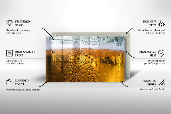 Chopping board Wet glass of beer