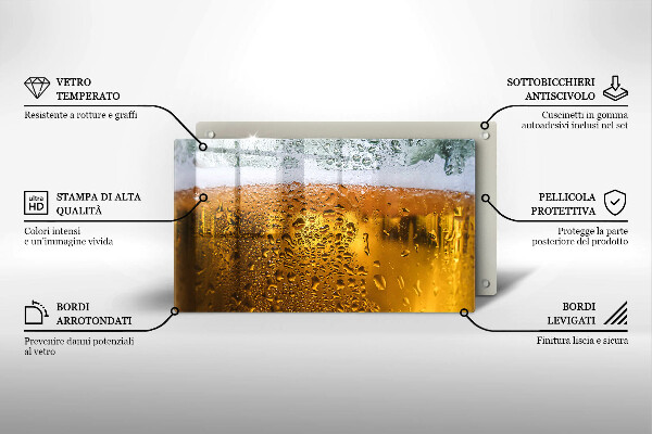 Chopping board Wet glass of beer