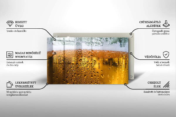 Chopping board Wet glass of beer