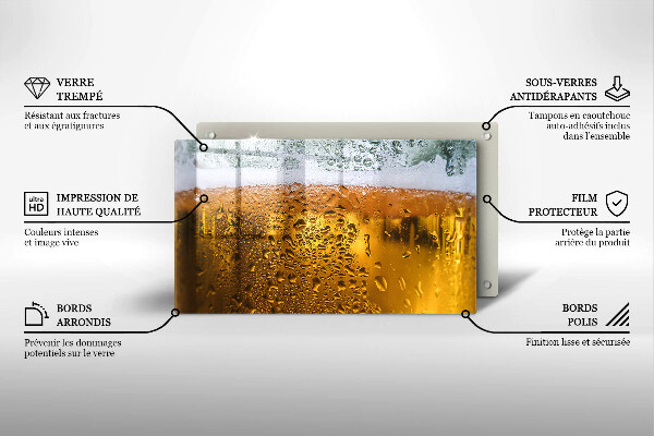 Chopping board Wet glass of beer