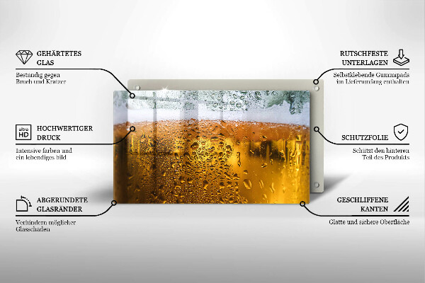Chopping board Wet glass of beer