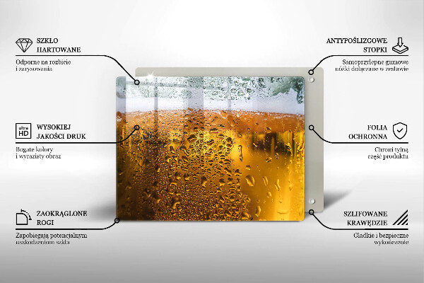 Chopping board Wet glass of beer