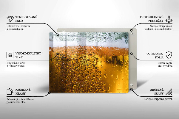 Chopping board Wet glass of beer