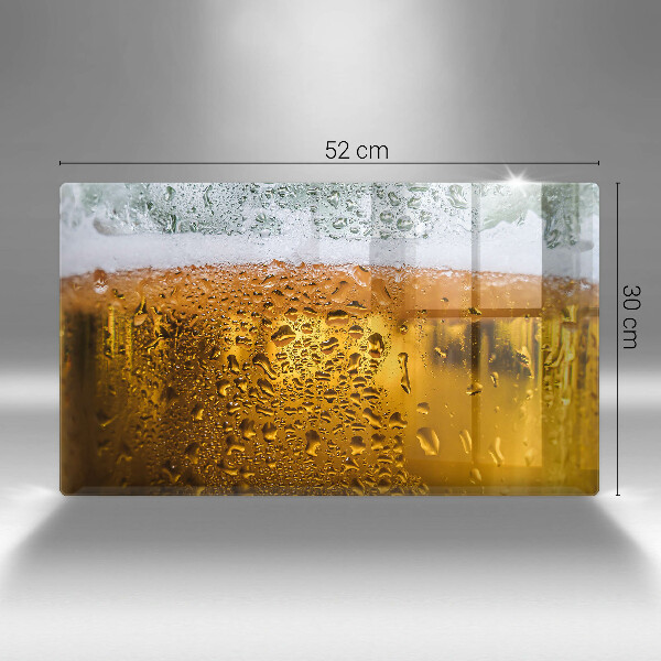 Chopping board Wet glass of beer