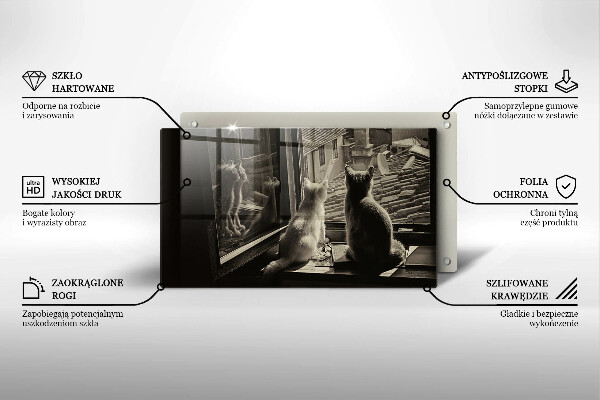 Chopping board Cats city and window