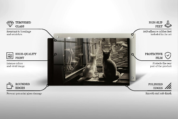 Chopping board Cats city and window