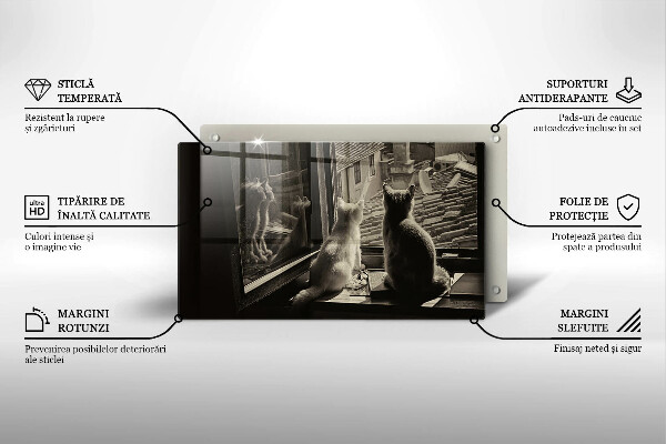 Chopping board Cats city and window