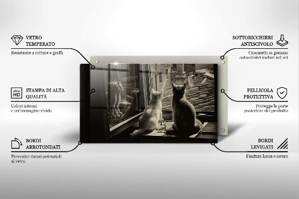 Chopping board Cats city and window