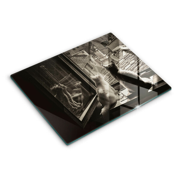 Chopping board Cats city and window