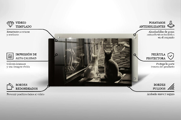 Chopping board Cats city and window