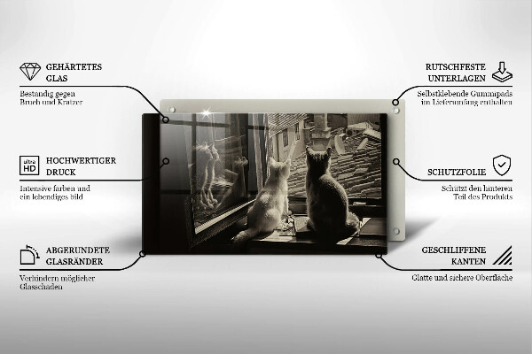 Chopping board Cats city and window