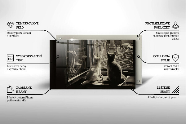 Chopping board Cats city and window