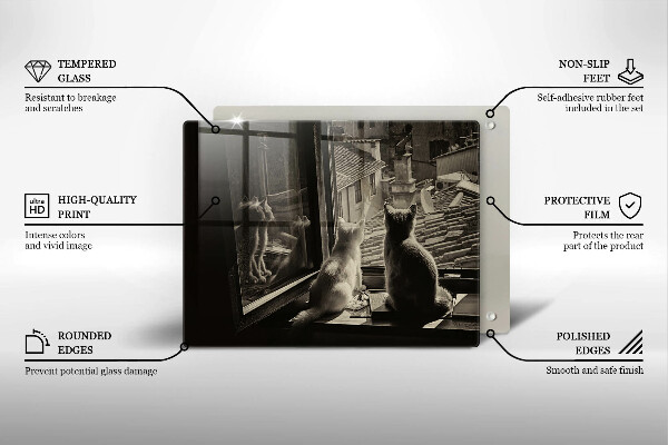 Chopping board Cats city and window