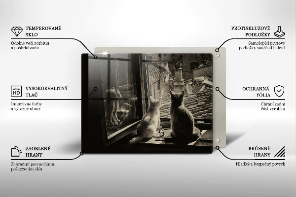 Chopping board Cats city and window