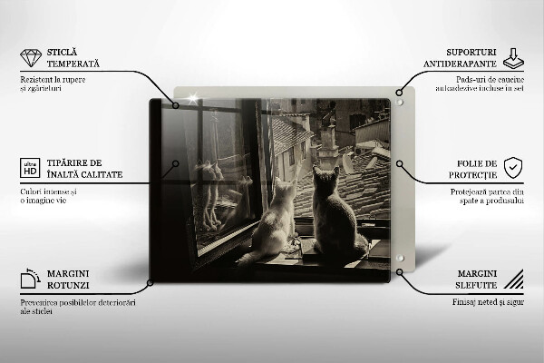 Chopping board Cats city and window