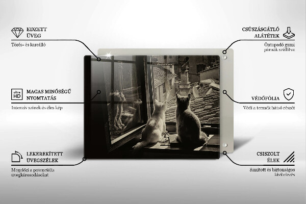 Chopping board Cats city and window