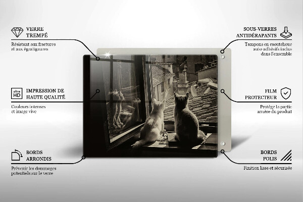 Chopping board Cats city and window