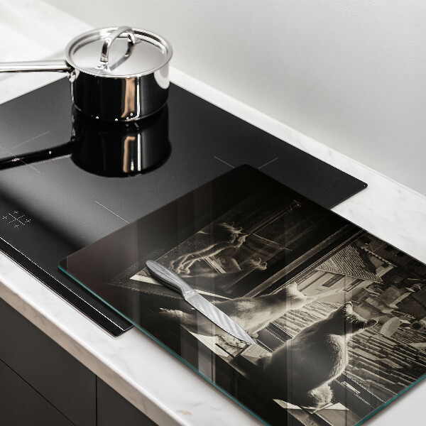 Chopping board Cats city and window