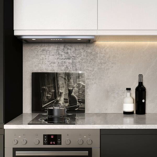 Chopping board Cats city and window