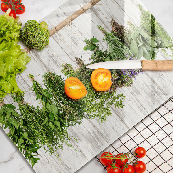 Chopping board Striped herbs and plants