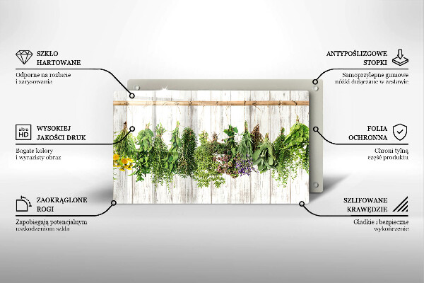 Chopping board Striped herbs and plants