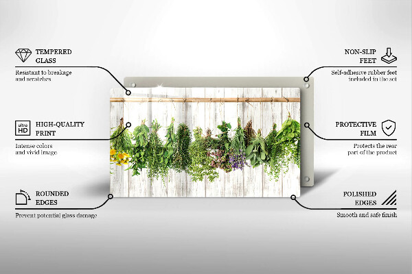 Chopping board Striped herbs and plants