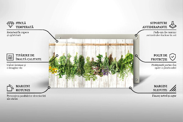 Chopping board Striped herbs and plants