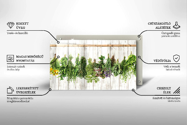 Chopping board Striped herbs and plants