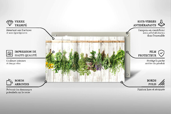 Chopping board Striped herbs and plants