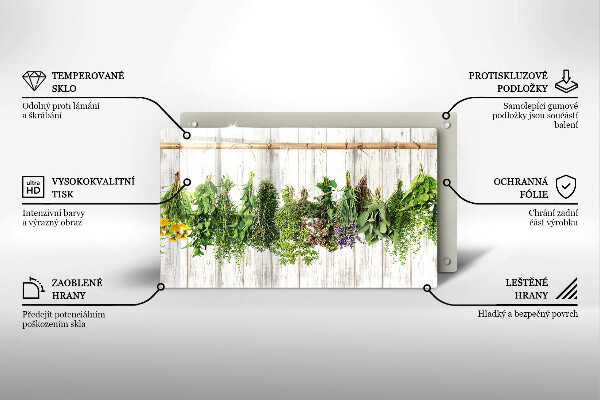 Chopping board Striped herbs and plants