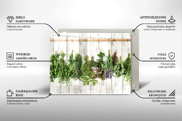 Chopping board Striped herbs and plants