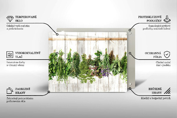 Chopping board Striped herbs and plants