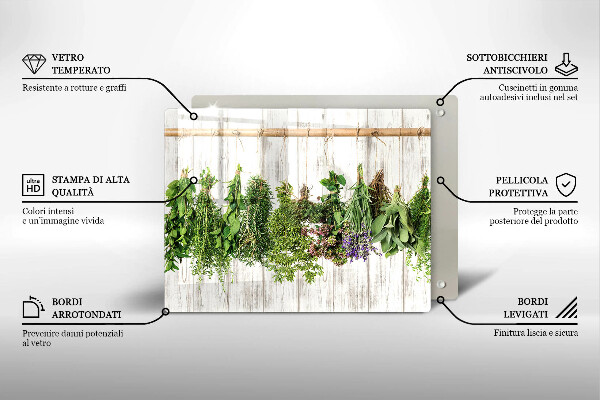 Chopping board Striped herbs and plants