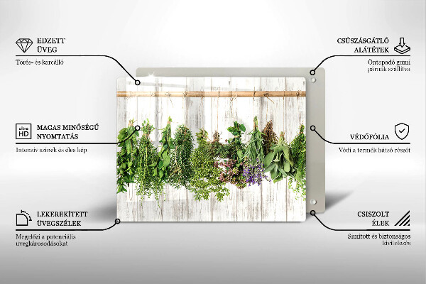 Chopping board Striped herbs and plants
