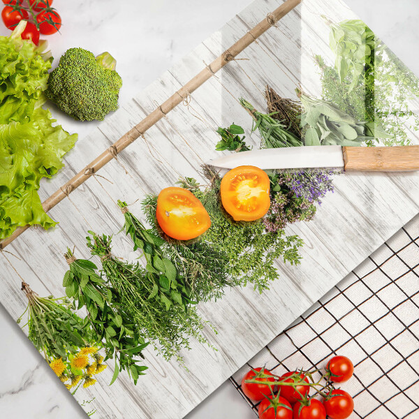 Chopping board Striped herbs and plants