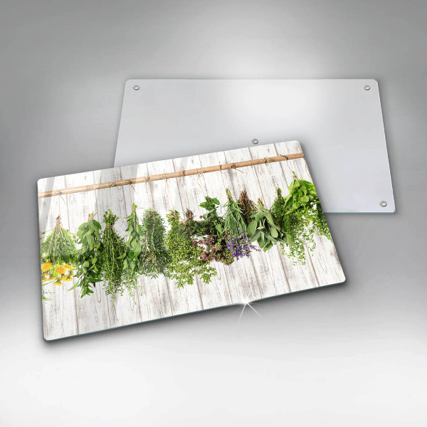 Chopping board Striped herbs and plants