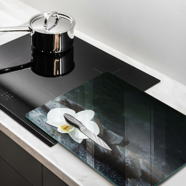 Chopping board White flower stones Zen