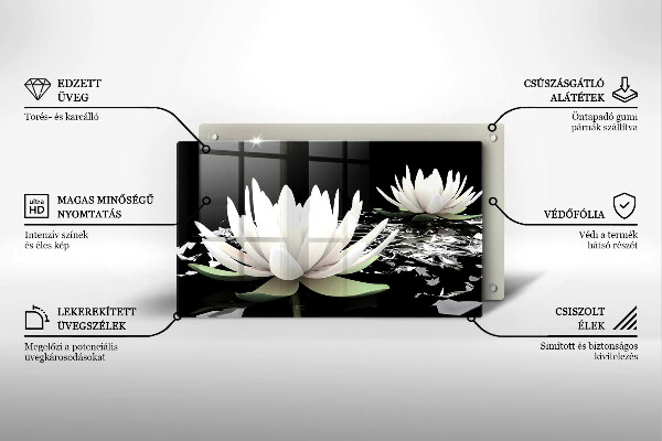 Chopping board White lilies on the water