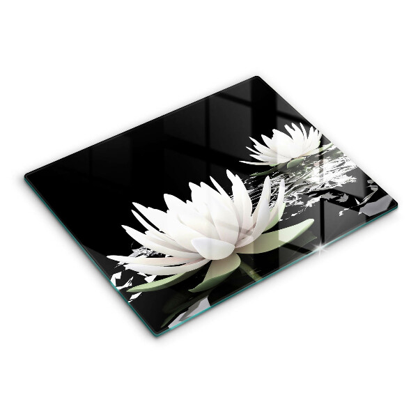 Chopping board White lilies on the water