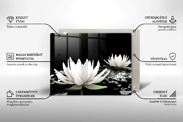 Chopping board White lilies on the water